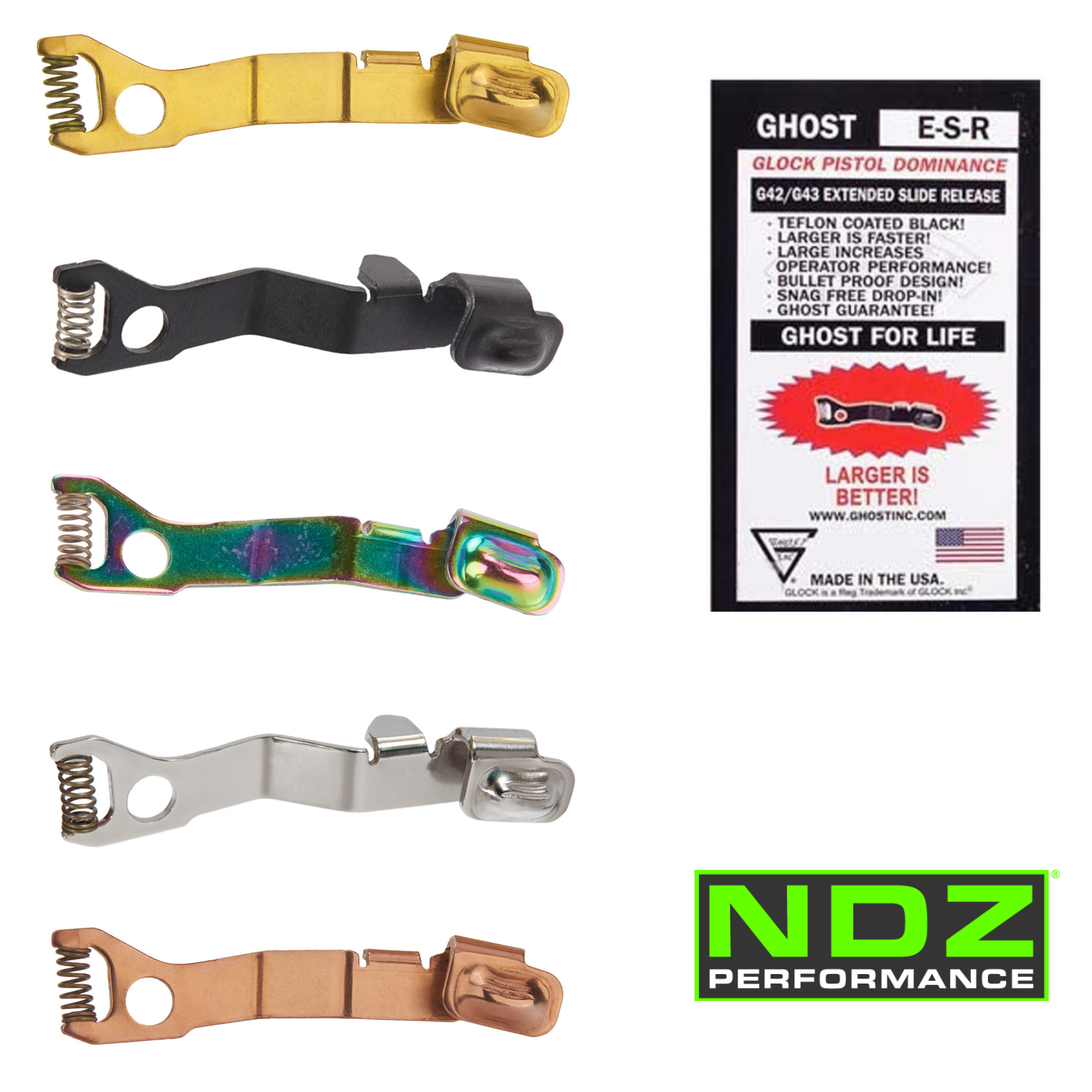 Ghost Glock 43 43X 48 Extended Slide Stop Release Lever PVD