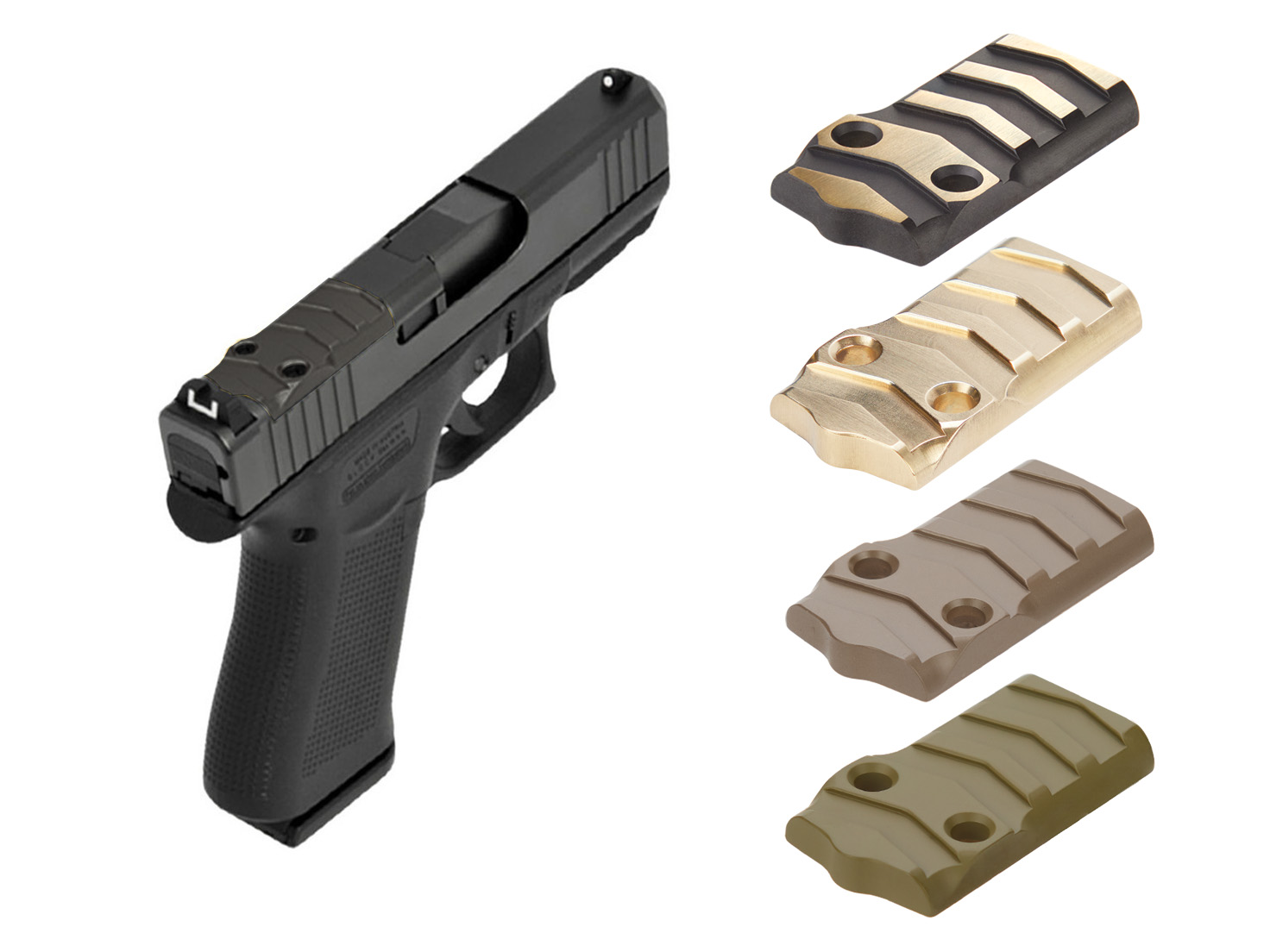 NDZ Glock 43X 48 MOS Cut Slimline Brass Optic Sight Cover Plate