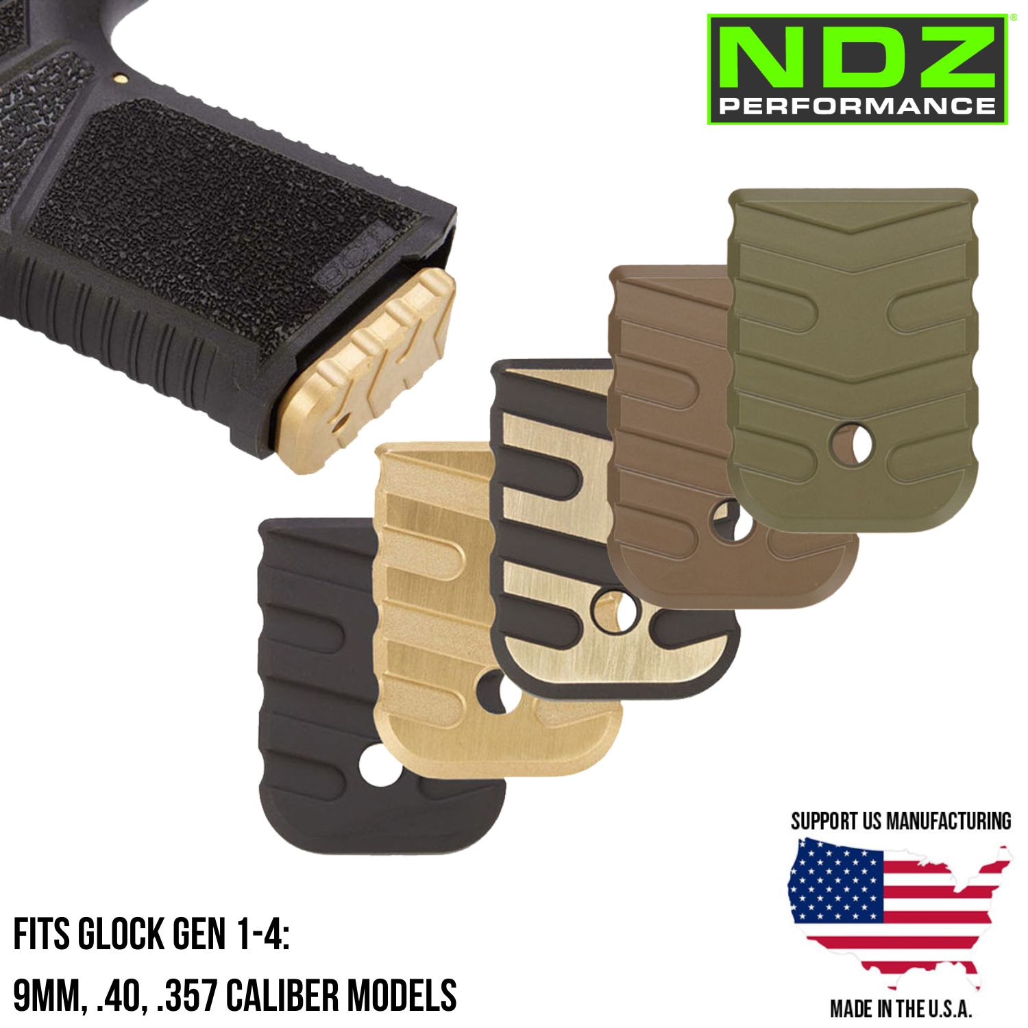 NDZ Glock Gen 1-4 17 19 Heavyweight Brass Magazine Base Plate
