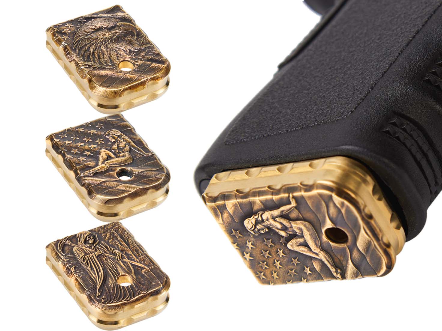 NDZ Glock 17 19 20 26 45 Brass 3D Heavy Weight Thick Mag Base