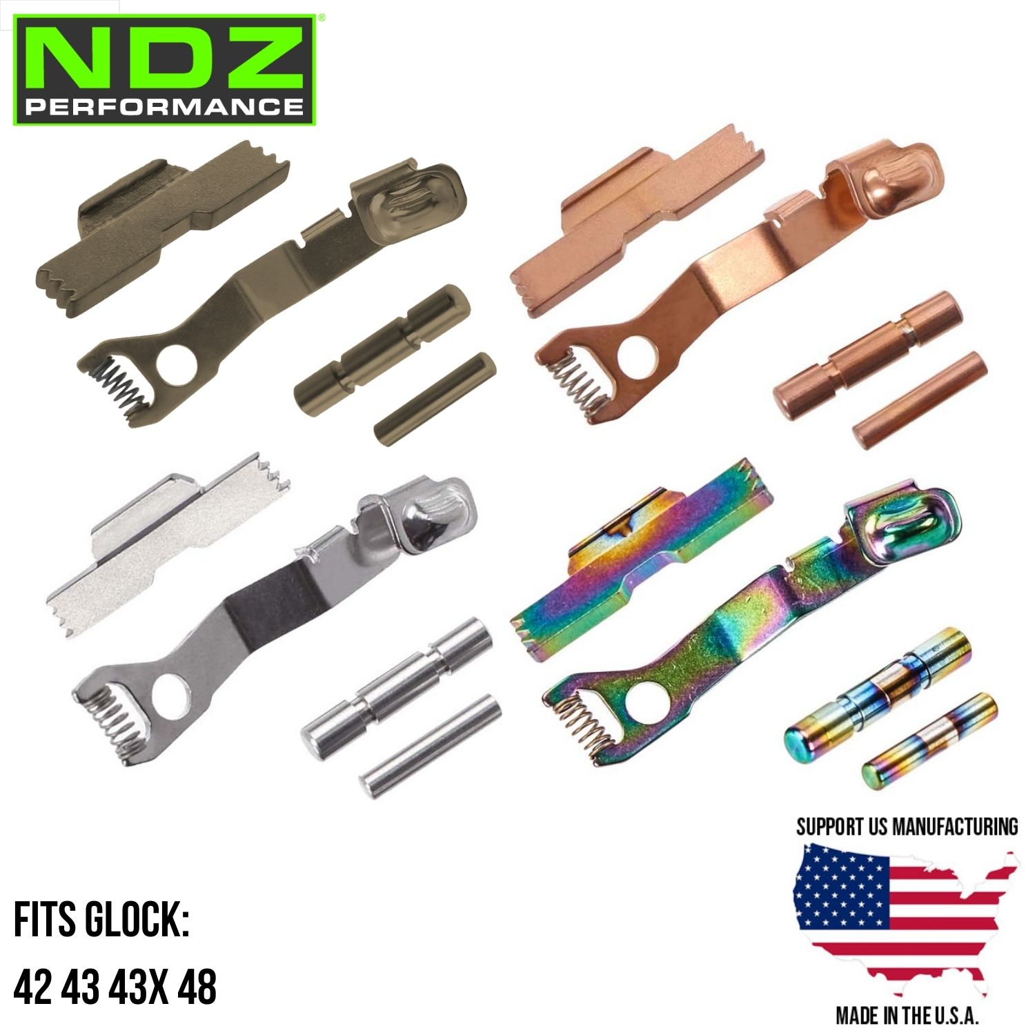 NDZ Glock 43 43X 48 Extended Control Kit ESLL Pin Ghost Bullet