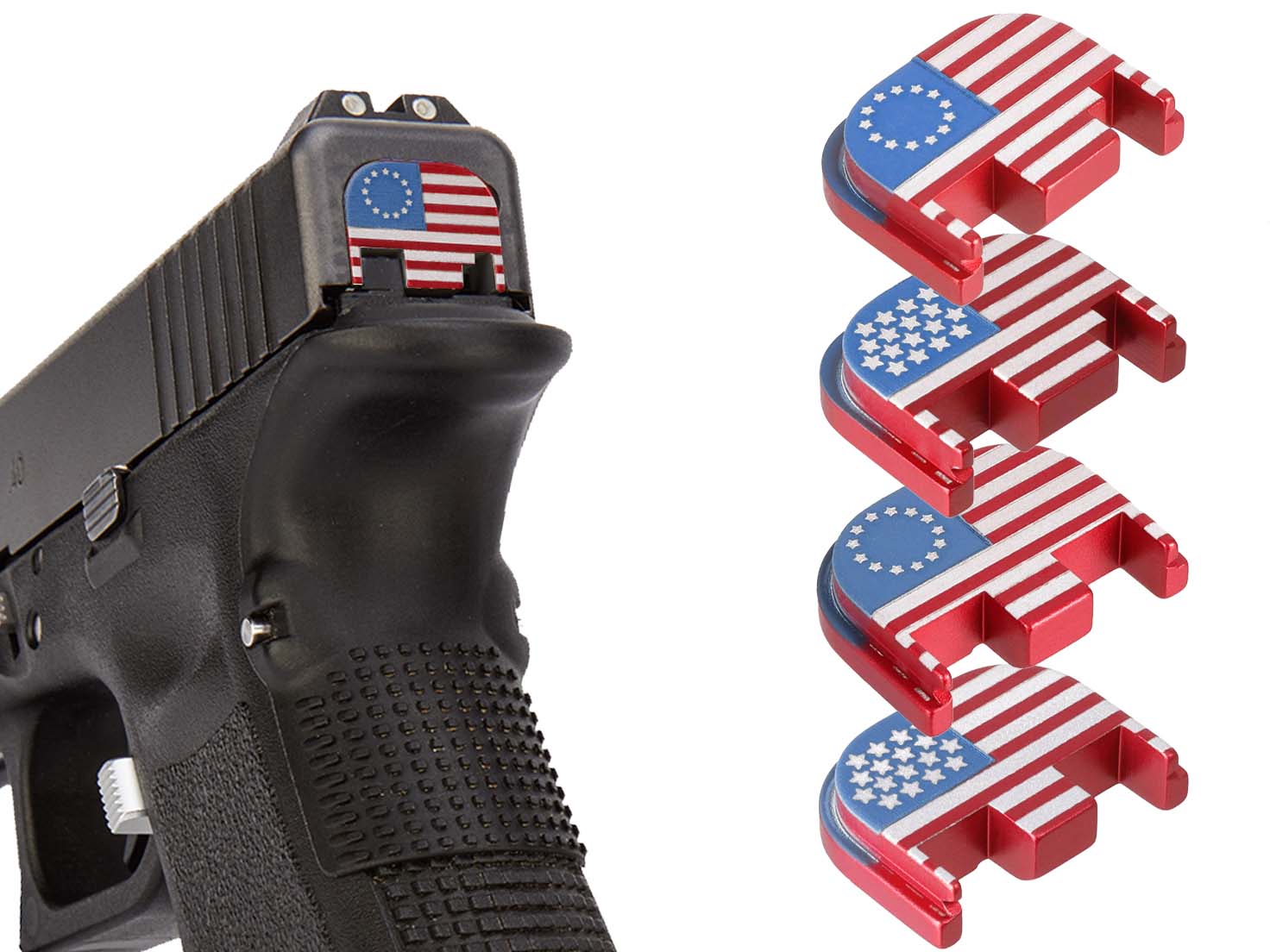 NDZ Glock Gen 1-5 17 19 26 45 US Flag Engraved Slide Cover Plate