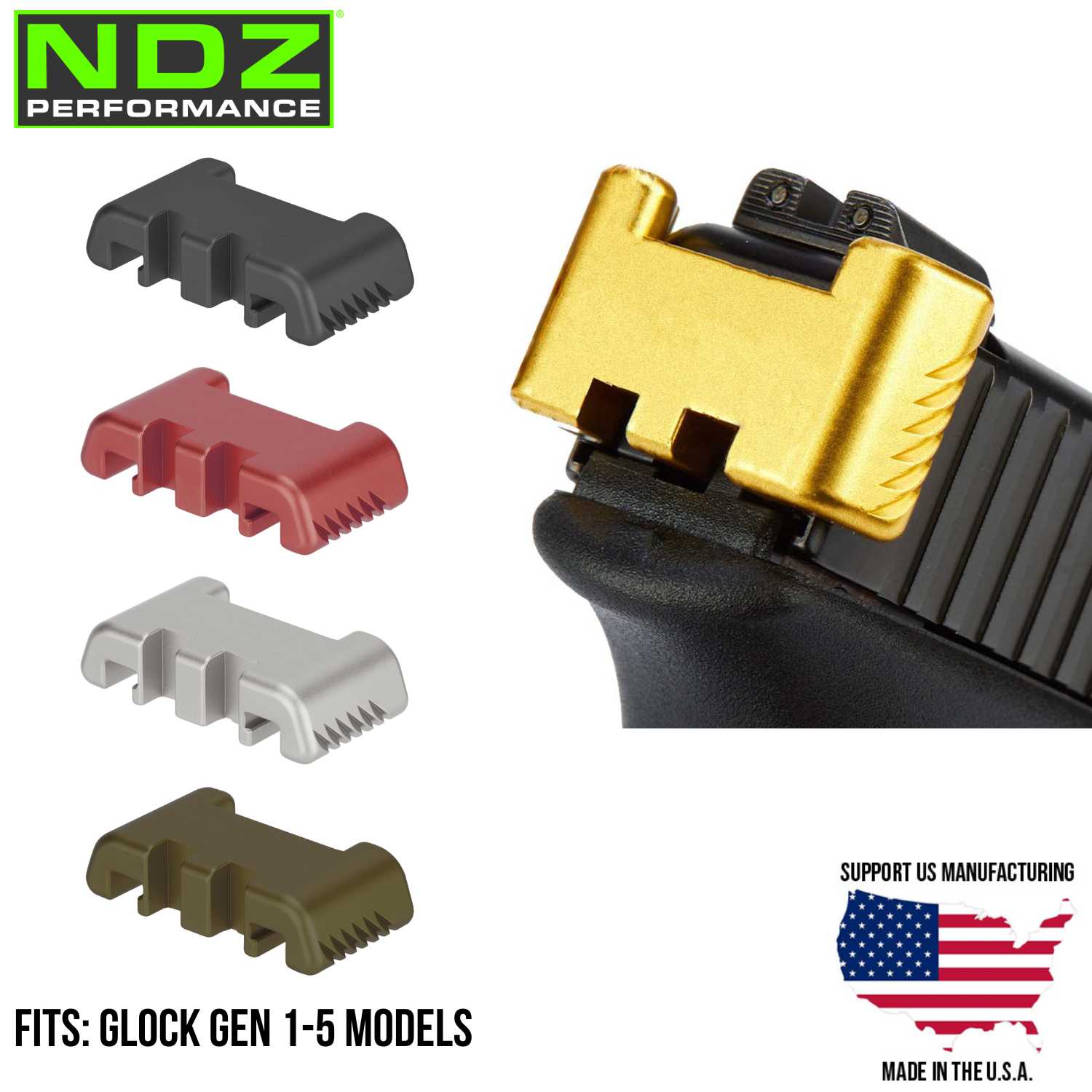 NDZ Glock 17-45 Gen 1-5 Slide Racker Plate Aluminum Rack Assist