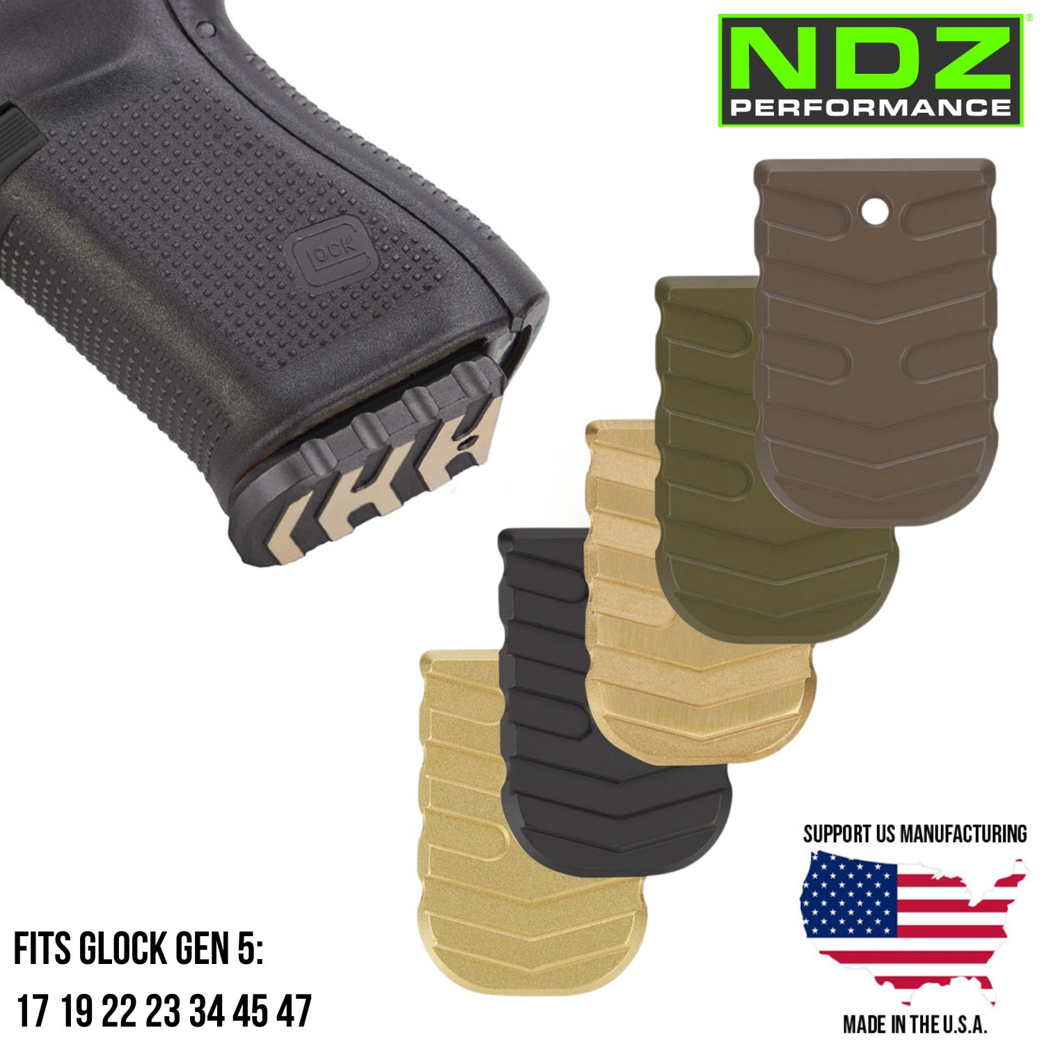 NDZ Glock Gen 5 17 19 45 Brass Heavyweight Magazine Base Plate