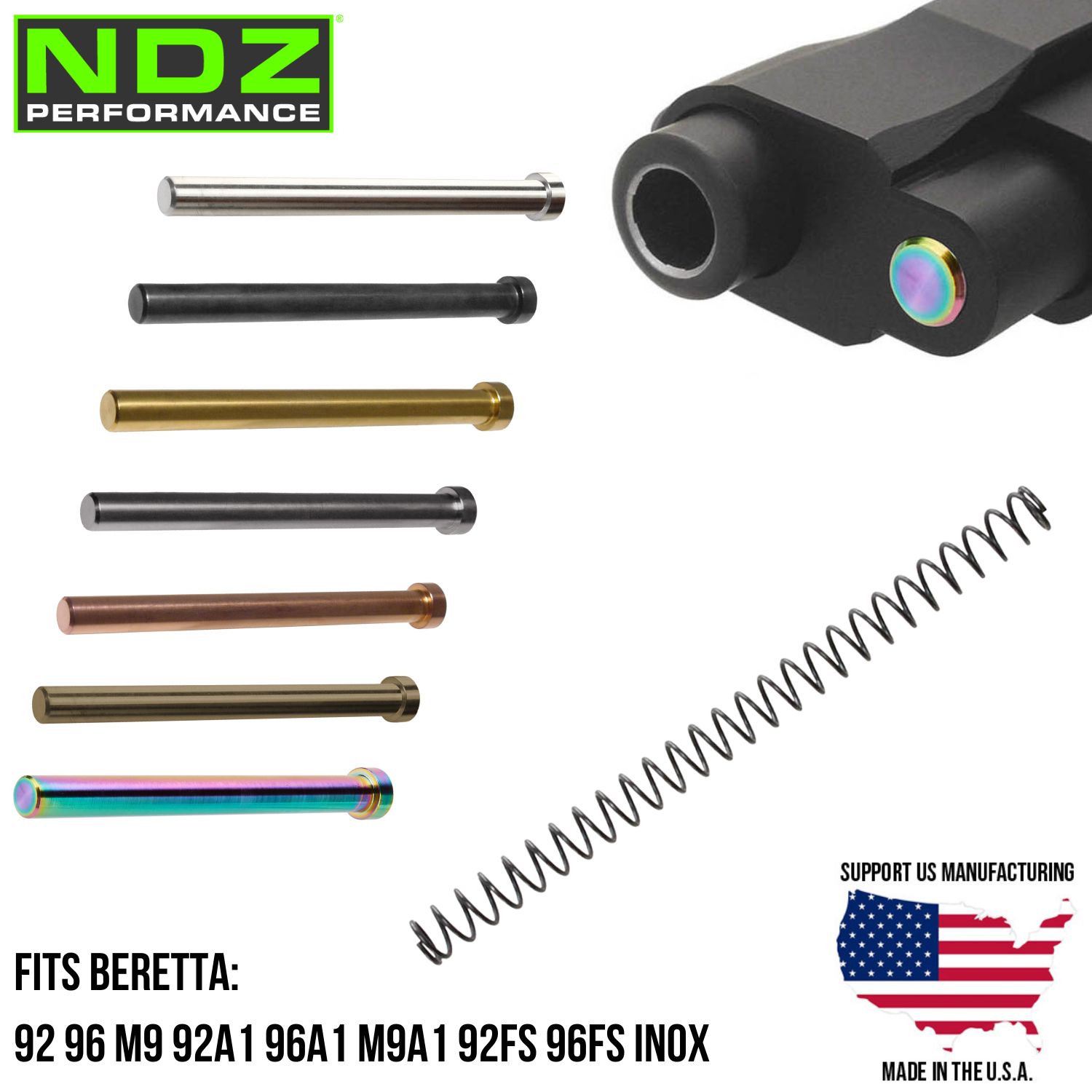 NDZ Beretta 92 92FS 96 96FS M9 INOX Guide Rod Assembly Stainless