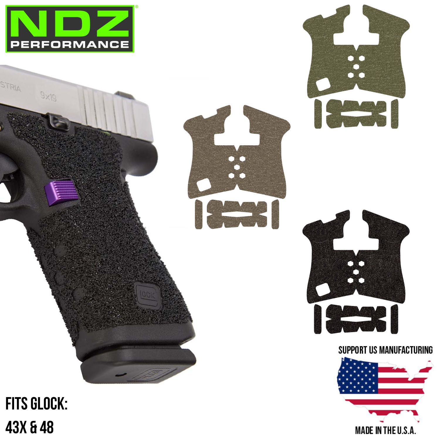 NDZ Glock 43X 48 PRO Decal Grip Tape Enhanced Granulate Texture