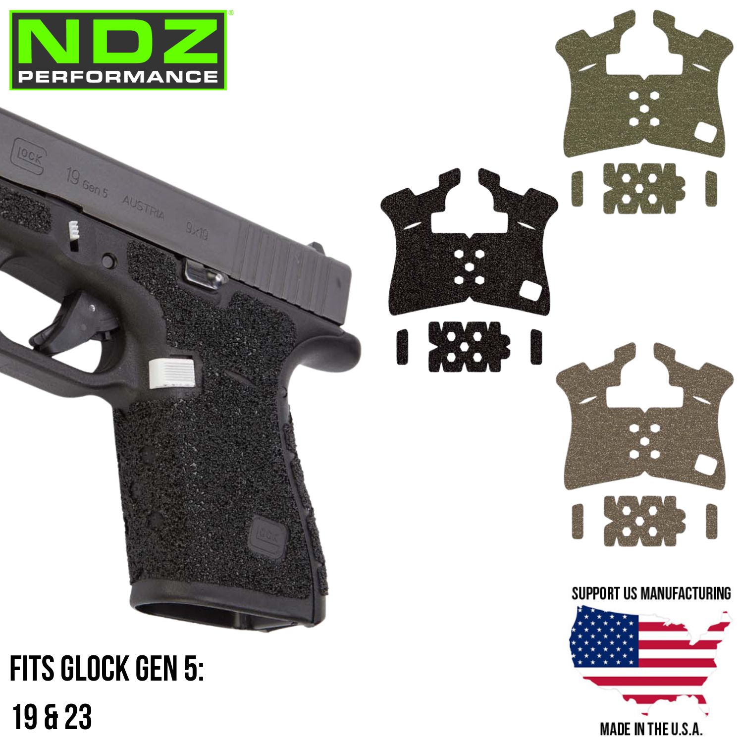 NDZ Glock Gen 5 19 23 PRO Grip Tape Enhanced Granulate Texture