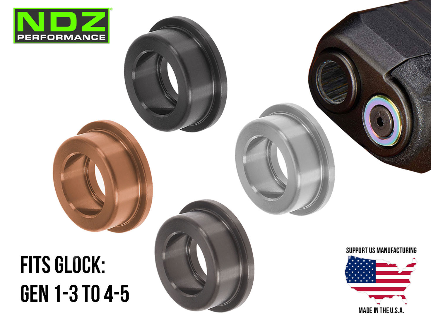 NDZ Glock Gen 1-3 to Gen 4-5 Guide Rod Adapter Stainless Steel PVD