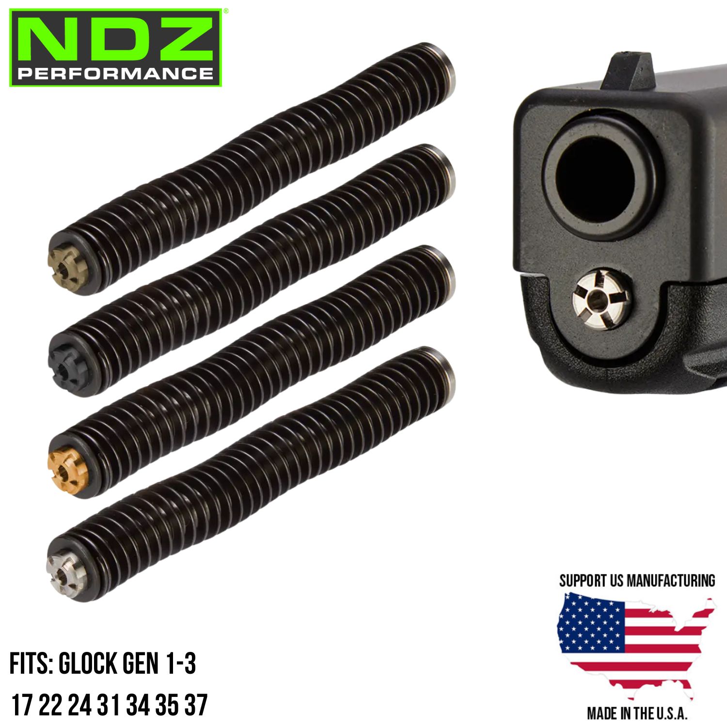 NDZ Glock Gen 1-3 17 22 34 Stainless Steel Guide Rod Recoil Spring