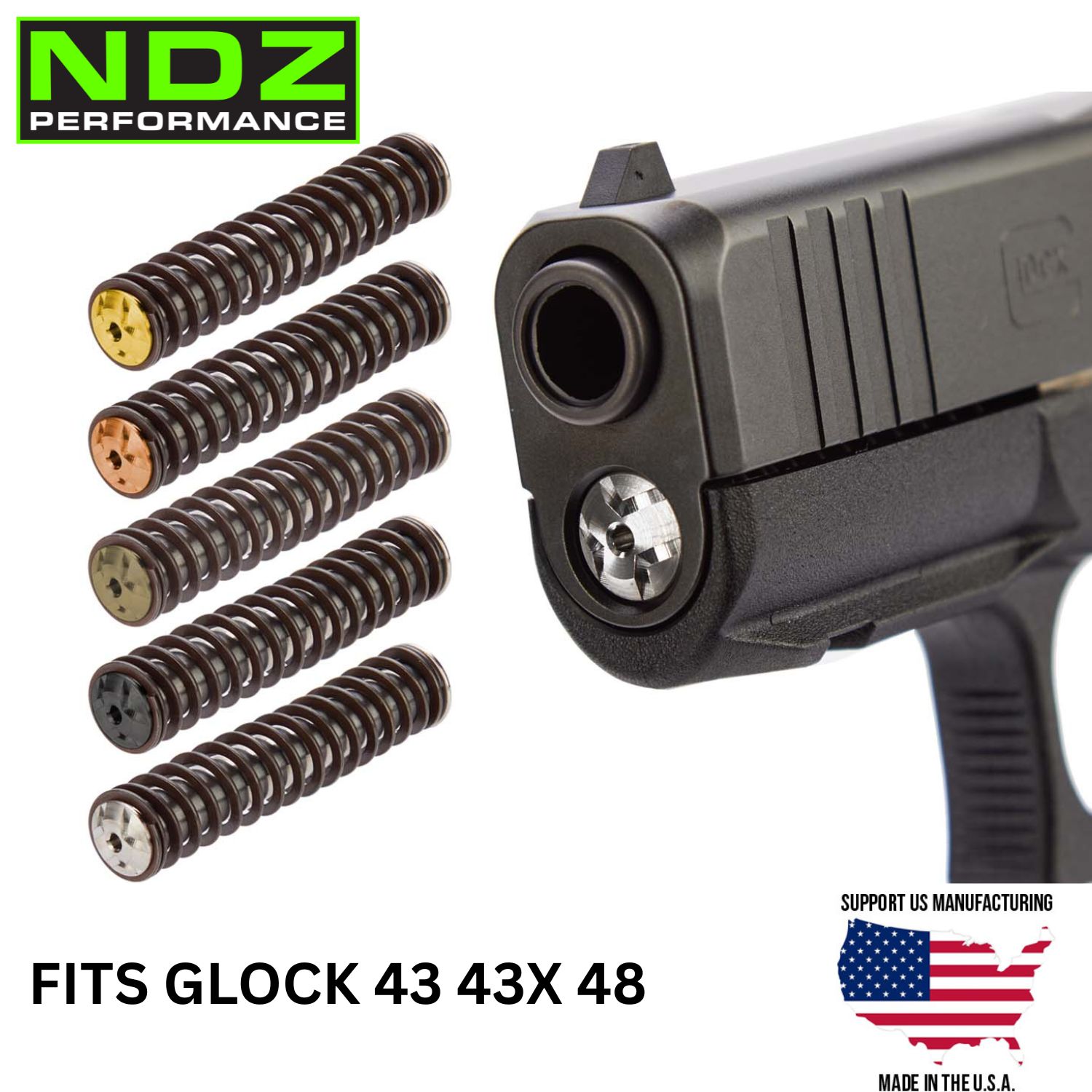 NDZ Glock 43 43X 48 Stainless Steel Heavyweight Guide Rod Assembly