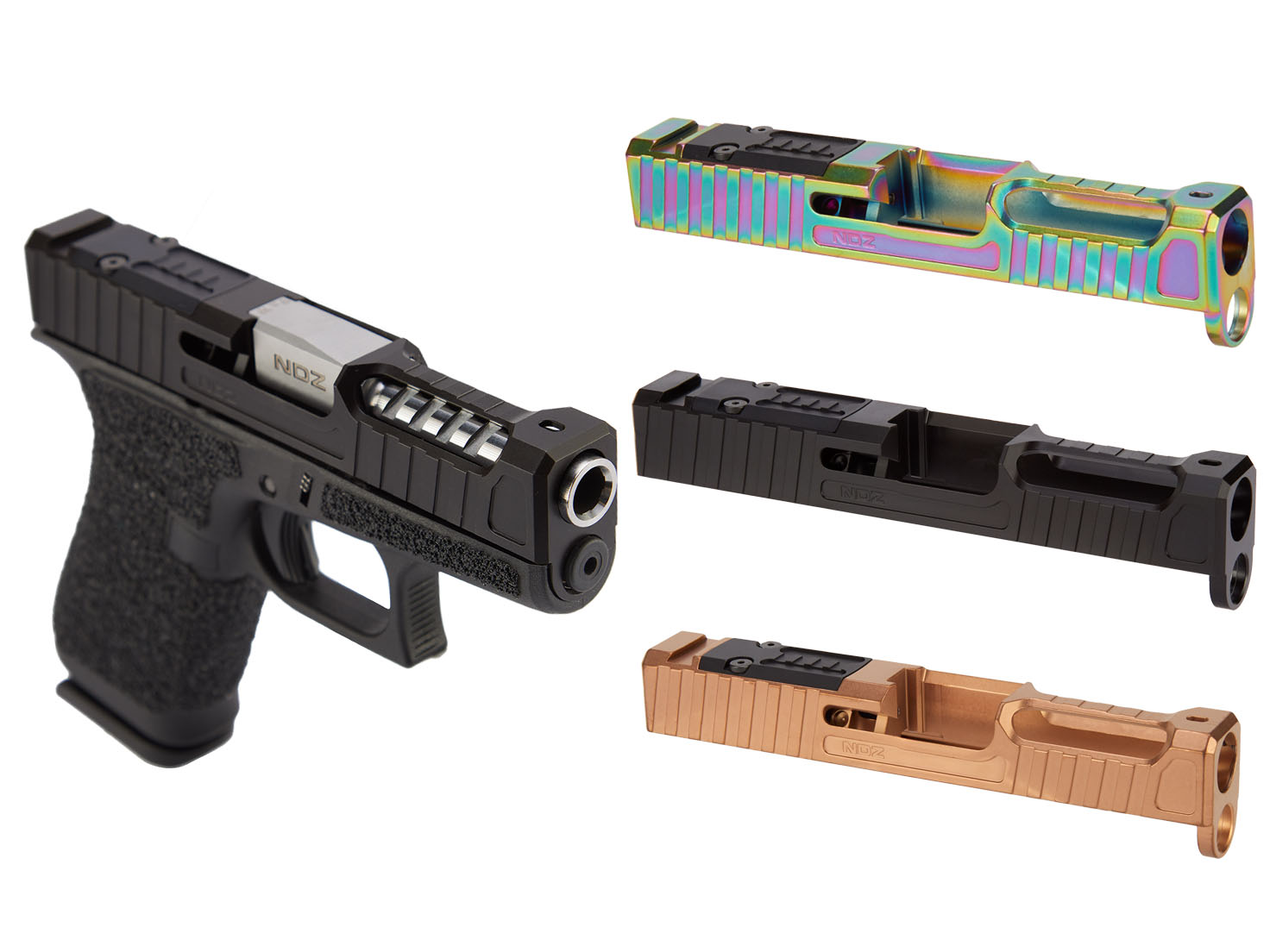 Glock 43X Bonesaw-LJ Ported Slide W/ RMSc Cut – Tungsten Grey – Stripped