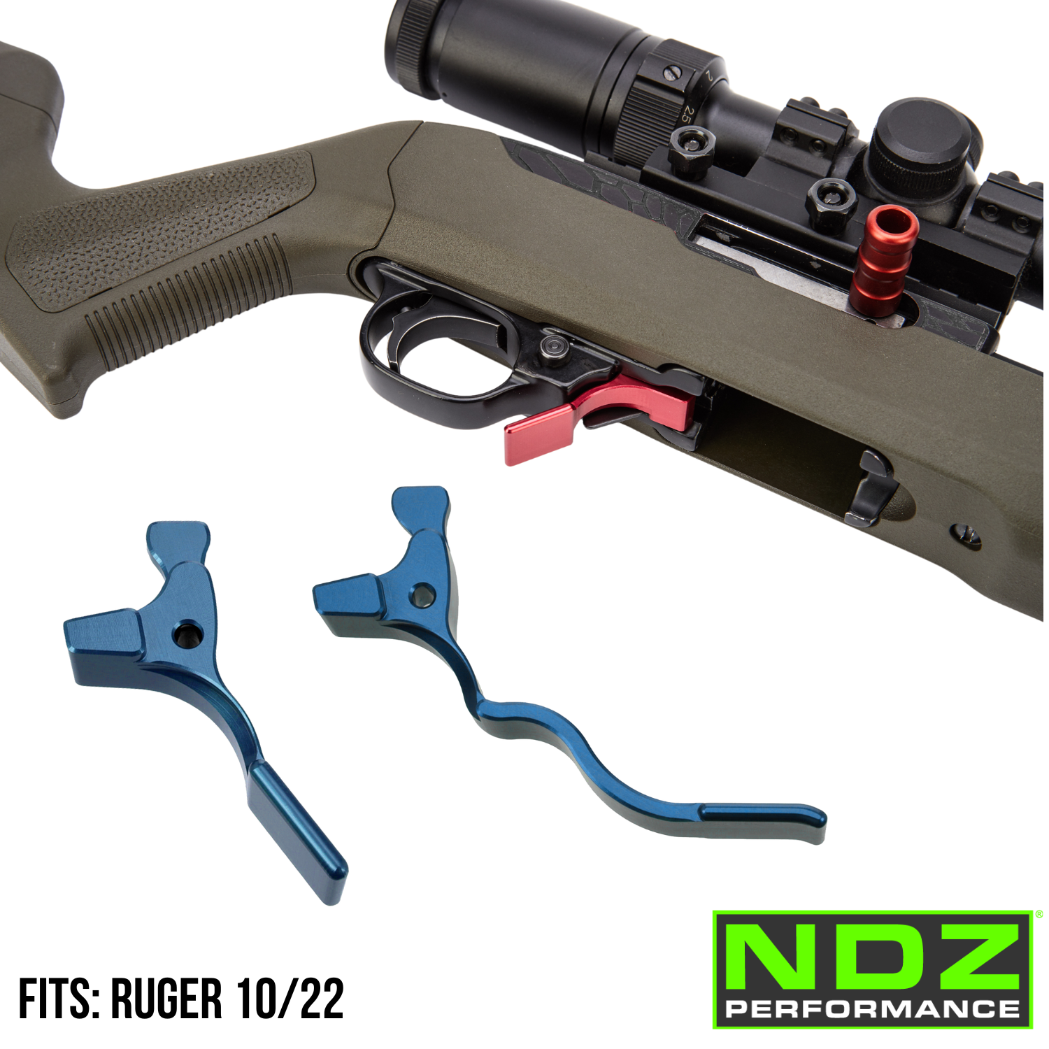 Ruger 10/22 Extended Mag Release Lever Aluminum Blue - Choose Size