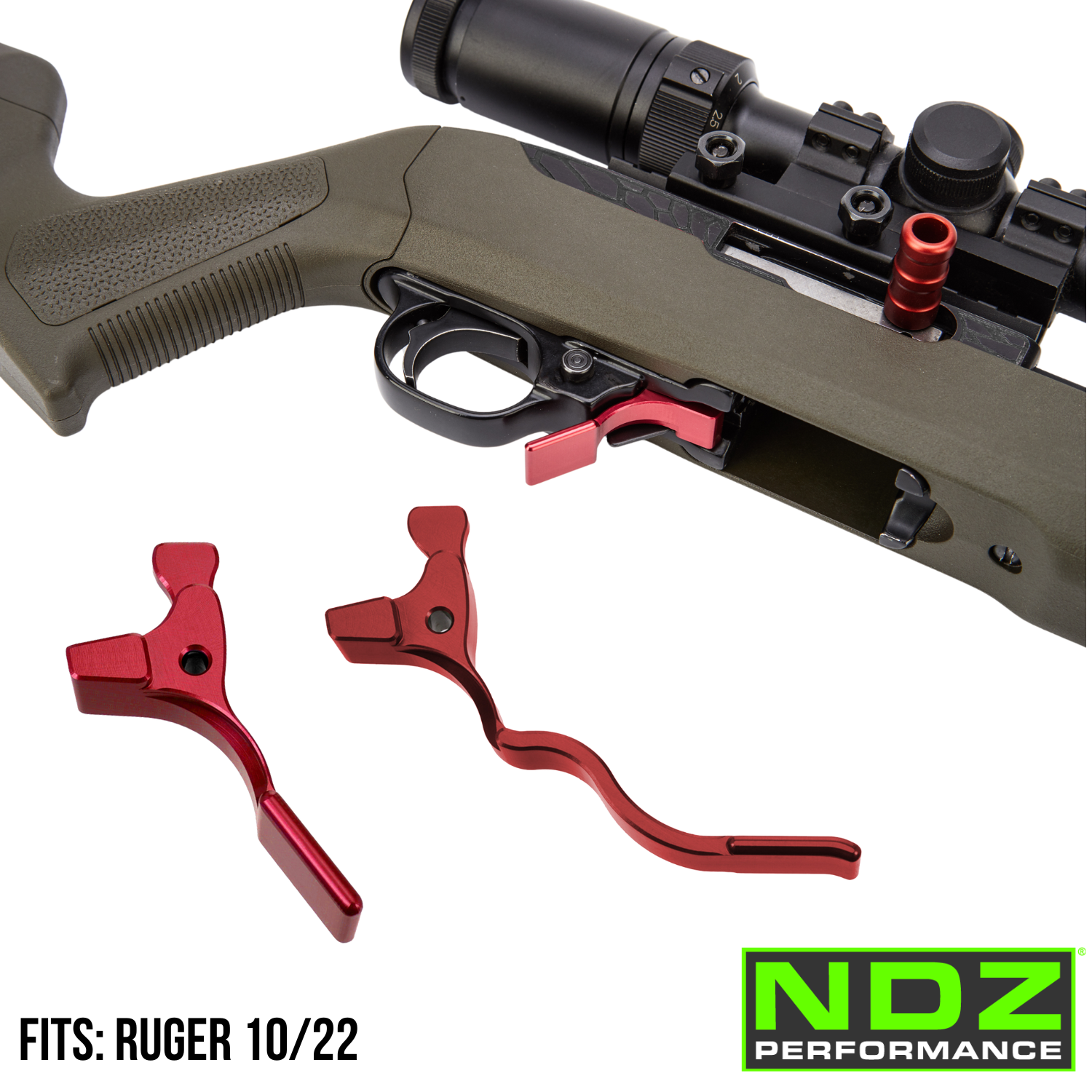 Extended Mag Release Lever for Ruger 10/22 Aluminum Red - Choose