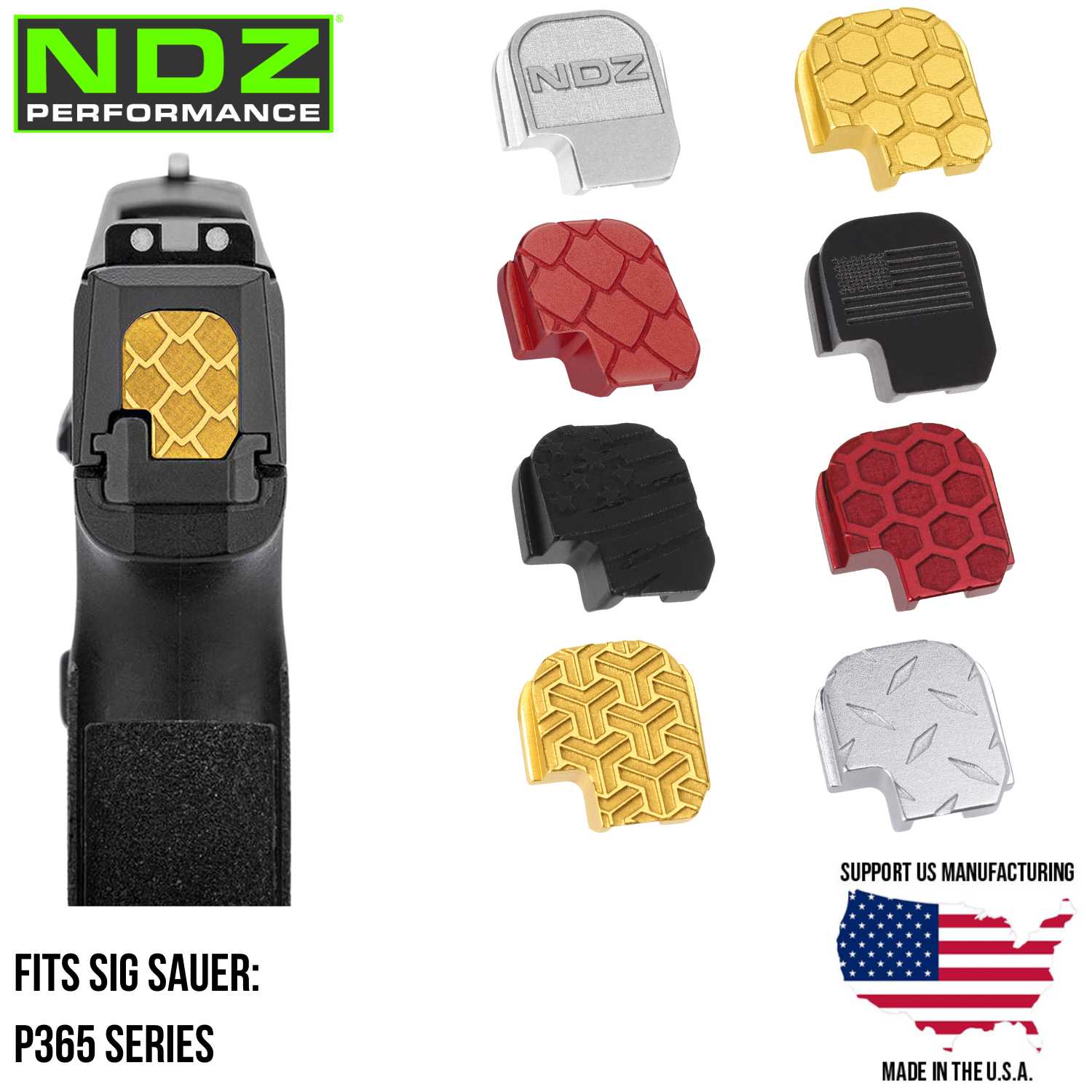 NDZ Sig P365 P365XL X Macro Fuse Slide Back Plate Deep Engraved