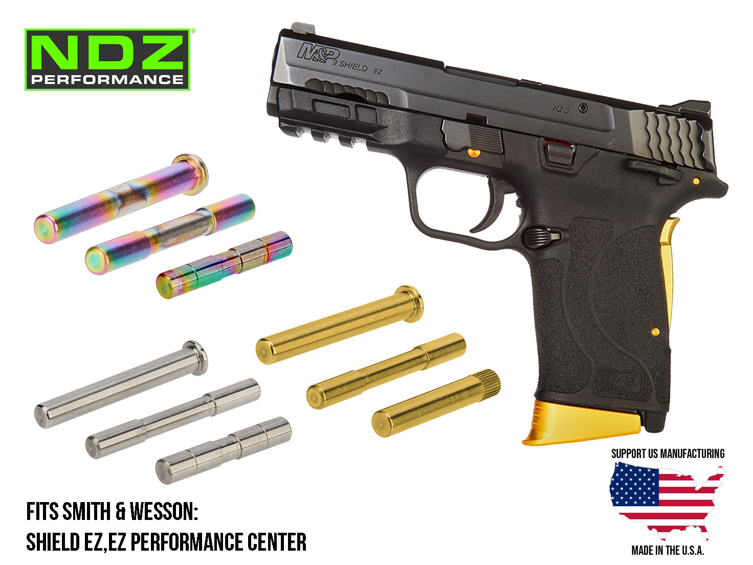 NDZ Smith & Wesson Shield EZ Pin Kit Stainless Steel Safety